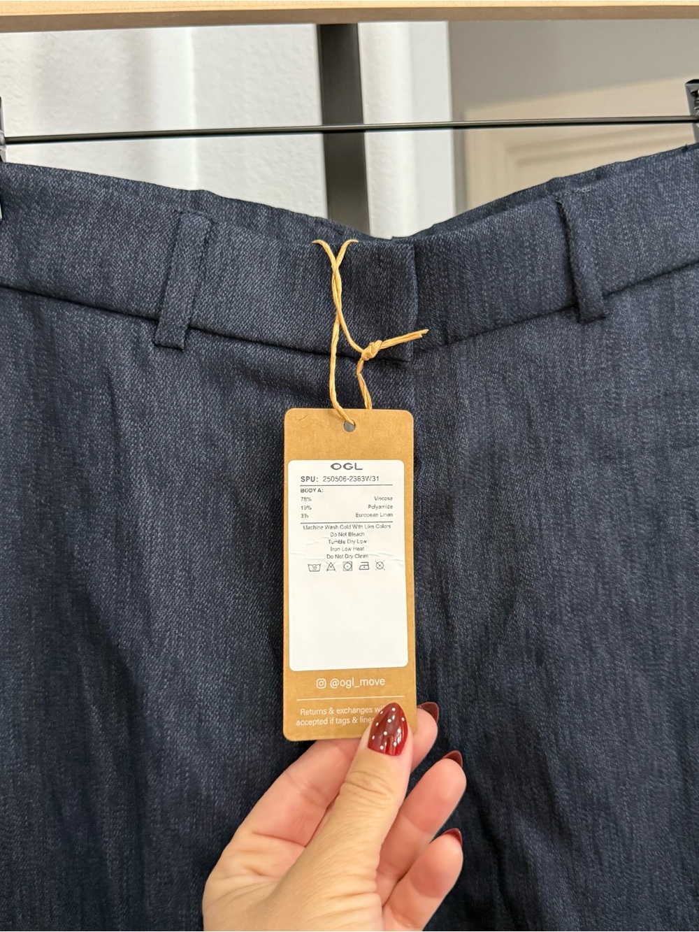 New OGL Viscose-Linen Weave European Linen Mid Rise Flared Pant with Pockets M - Picture 4 of 6